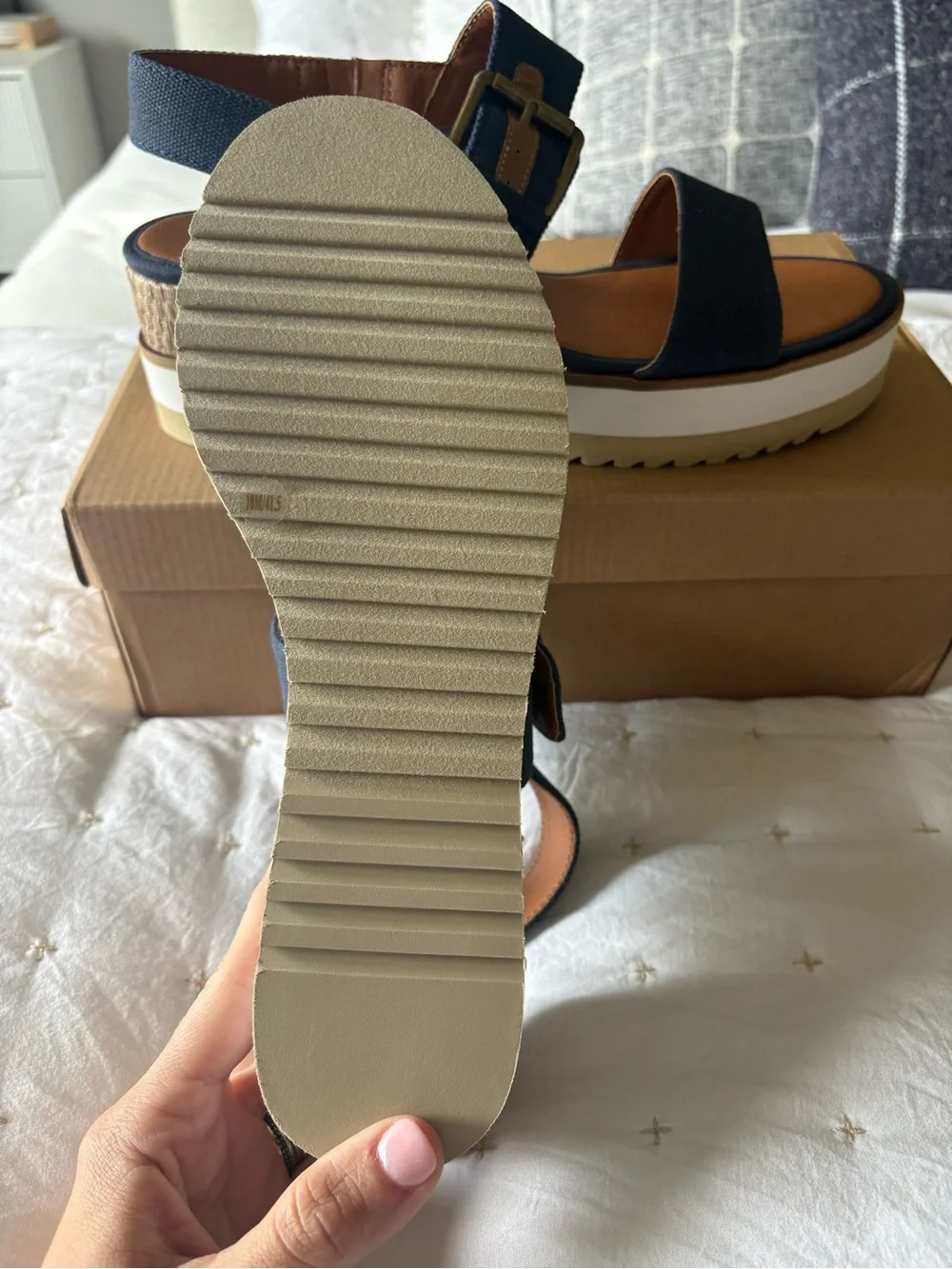 NWT Lucky Brand Wedge Platform Slingback Sandal - Navy Size 10